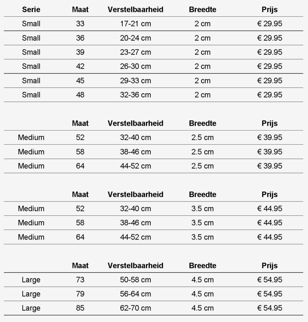 Measurement Chart CYD Dog Collar Website Terschelling Boeien no title with price updated 6Feb18 full screen Measurement Chart CYD Dog Collar Website Terschelling Boeien no title with price updated 6Feb18 full screen