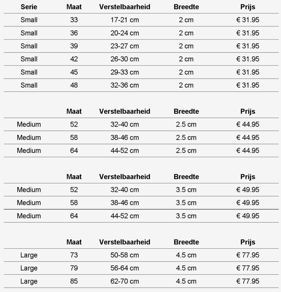 Measurement Chart CYD Dog Collar Website Terschelling Pracht& Praal no title with price updated 6Feb18 full screen Measurement Chart CYD Dog Collar Website Terschelling Pracht& Praal no title with price updated 6Feb18 full screen