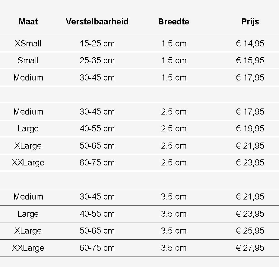 Measurement Chart CYD Dog Collar Website Terschelling Branding_Zeewind no title with price updated 21Feb22 full screen